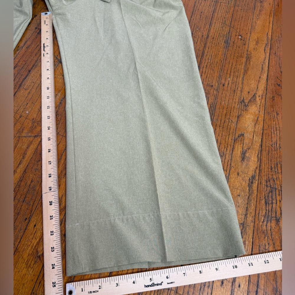 Albion Fit Bow Belt Tie Waist Cropped Wide Leg Pants Size S Heather Khaki - Picture 10 of 11